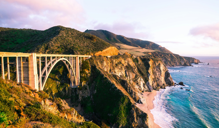 Photo of bridge on the coast of California